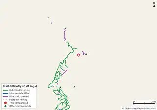 Map of bike trails near Rush Creek Campground