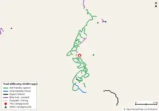 Map of bike trails near Saddlehorse Campground