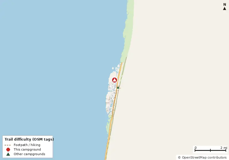 Map of roads, water and trails within about 5 miles of Sands of Time Campground