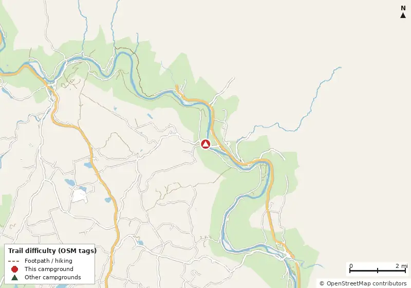 Map of roads, water and trails within about 5 miles of Soaring Eagle Campground & The Inn at Kellam's Bridge