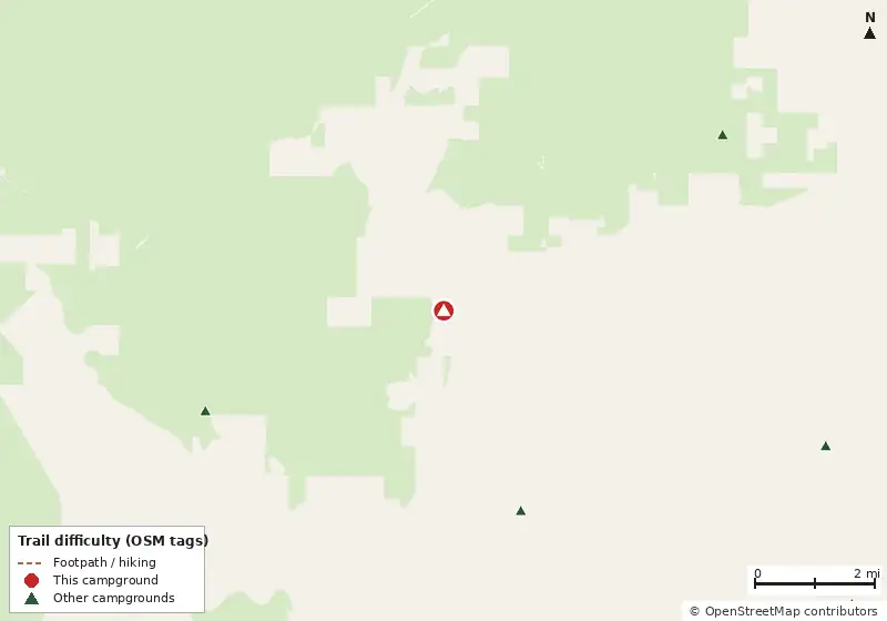Map of roads, water and trails within about 5 miles of Sopchoppy City Park Campground