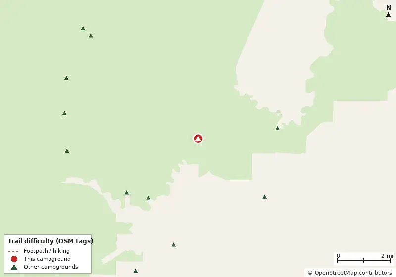 Map of roads, water and trails within about 5 miles of Sunday Rollaway