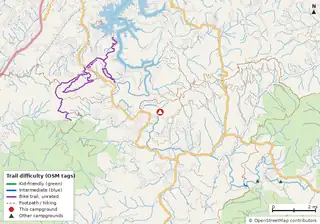 Map of trails near Toccoa River Sandy Bottoms Campground