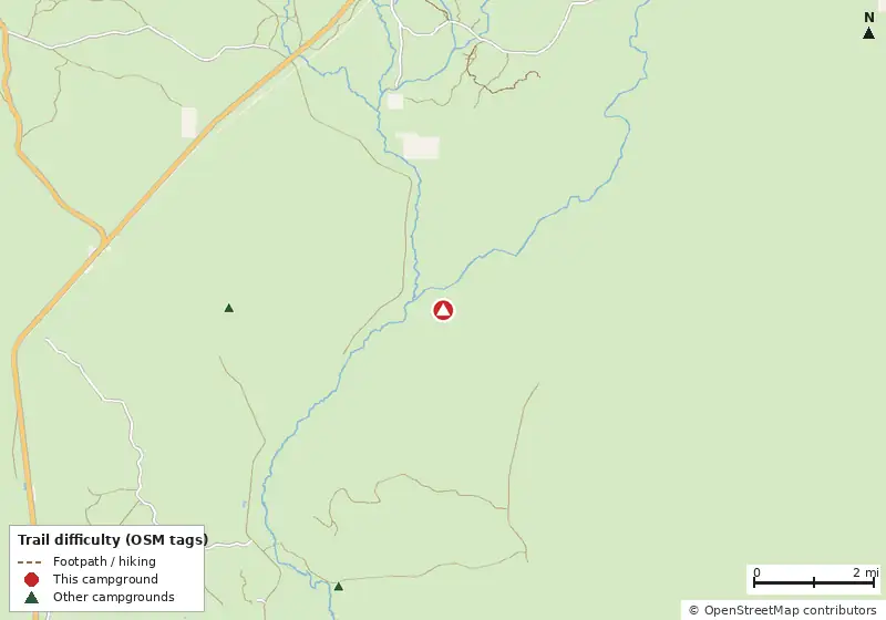 Map of roads, water and trails within about 5 miles of Twin Poles