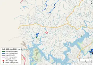 Map of bike trails near Upper Stamp Creek Campground