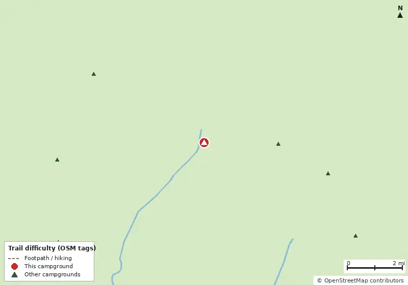 Map of roads, water and trails within about 5 miles of Watson River Chickee