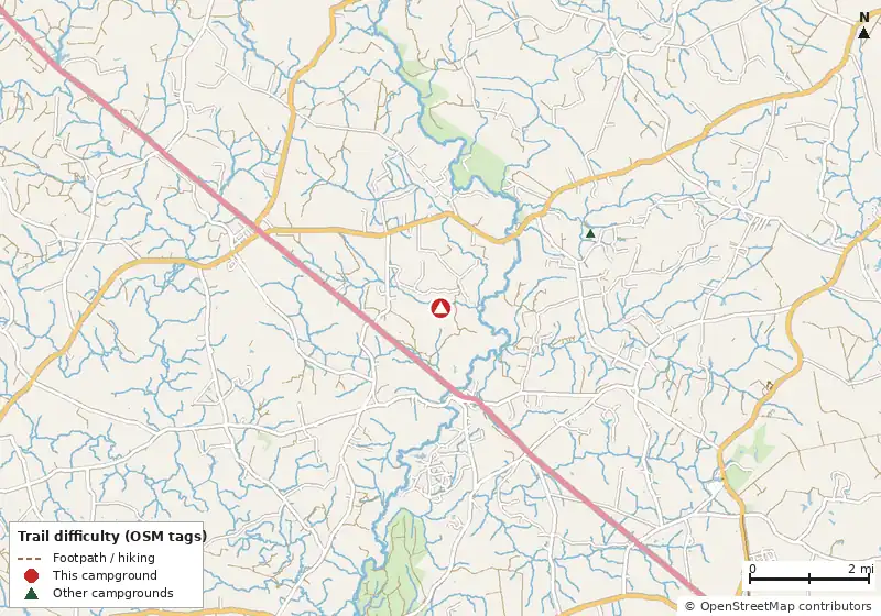 Map of roads, water and trails within about 5 miles of White Tail Resort