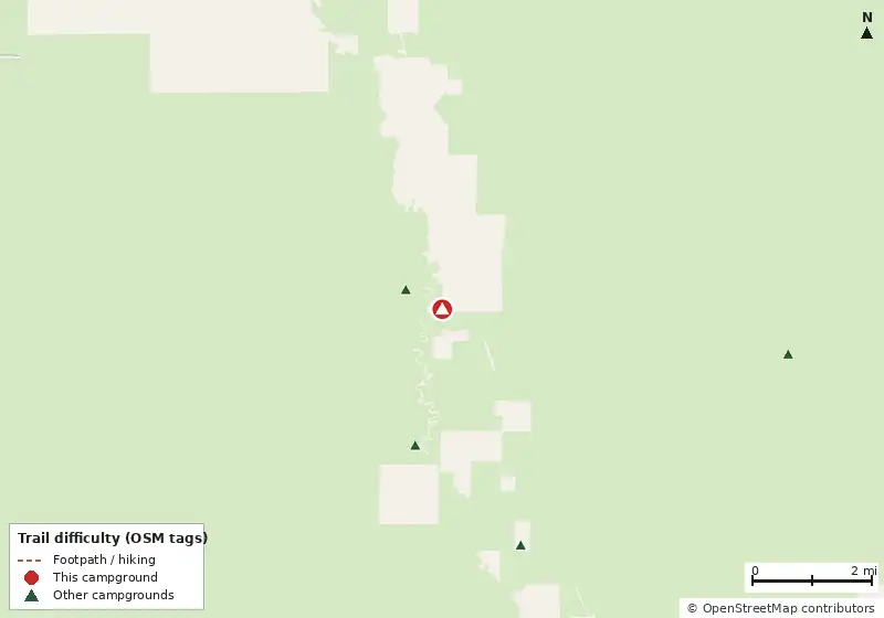 Map of roads, water and trails within about 5 miles of Whitehead Landing