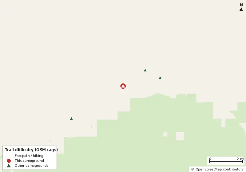 Map of roads, water and trails within about 5 miles of William's Landing Campground
