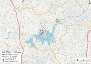 Map of trails near Woodring Branch Primitive Campground