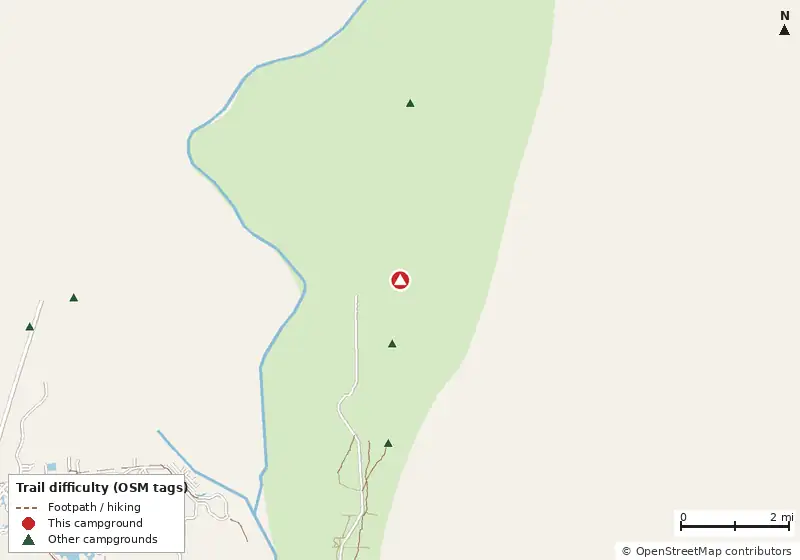 Map of roads, water and trails within about 5 miles of Yankee Paradise