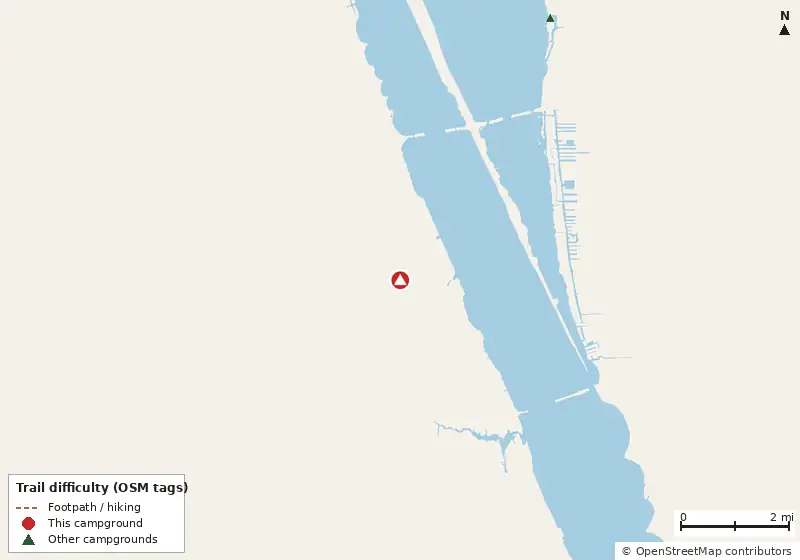 Map of roads, water and trails within about 5 miles of Youth Area