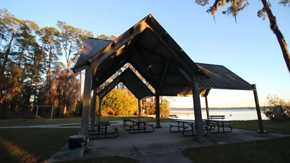 Beach picnic pavillion at Ocean Pond Campground