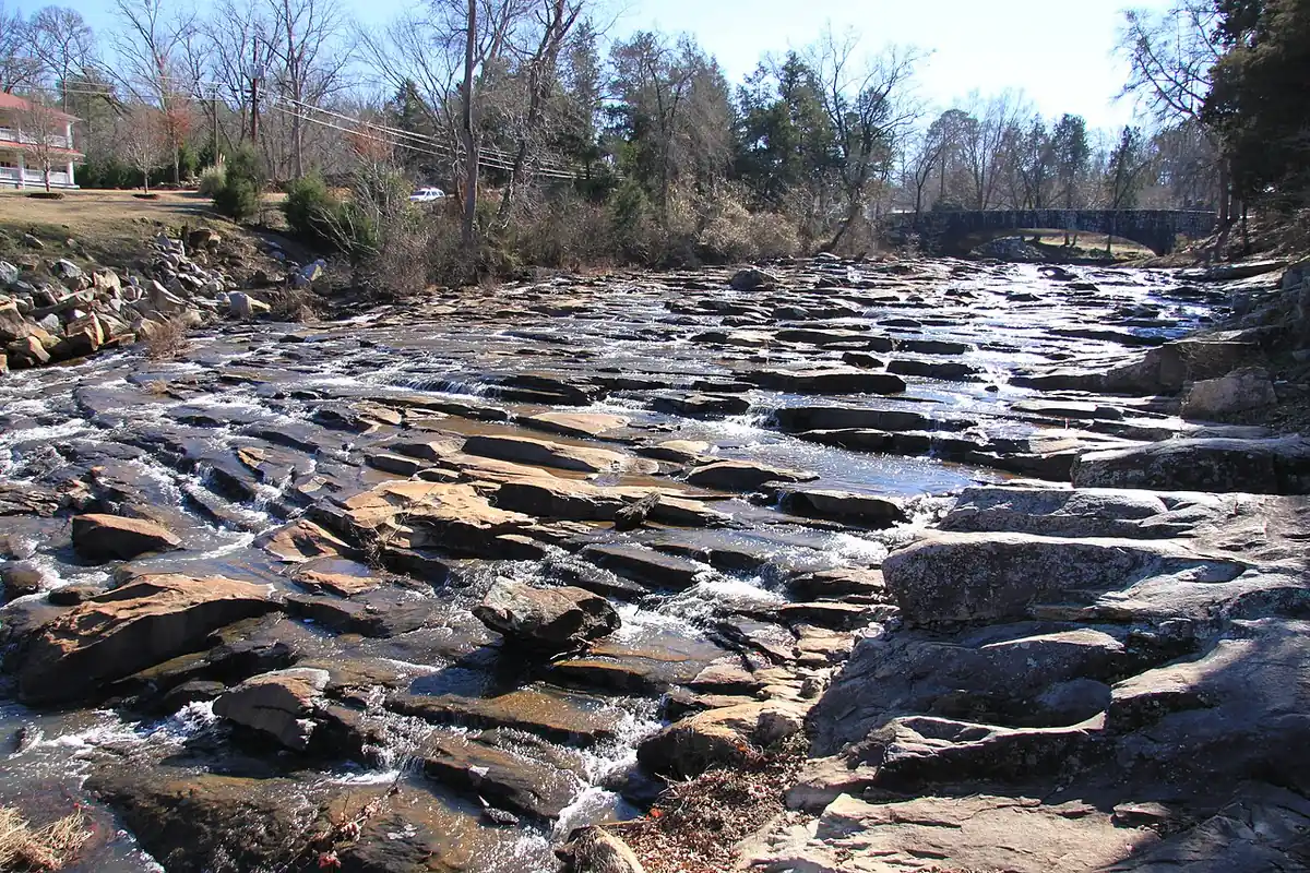 Indian Springs State Park: Indian Springs State Park - river tumbling over rocks